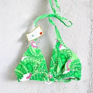 Y2K Green Retro Bubble Print Bikini Top – NWT M festival grunge